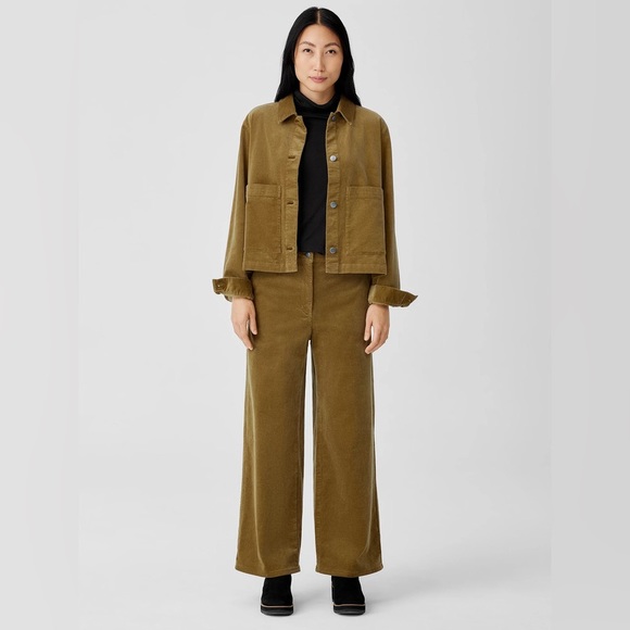 Organic cotton stretch corduroy wide-leg pant in butternut - Picture 2 of 7